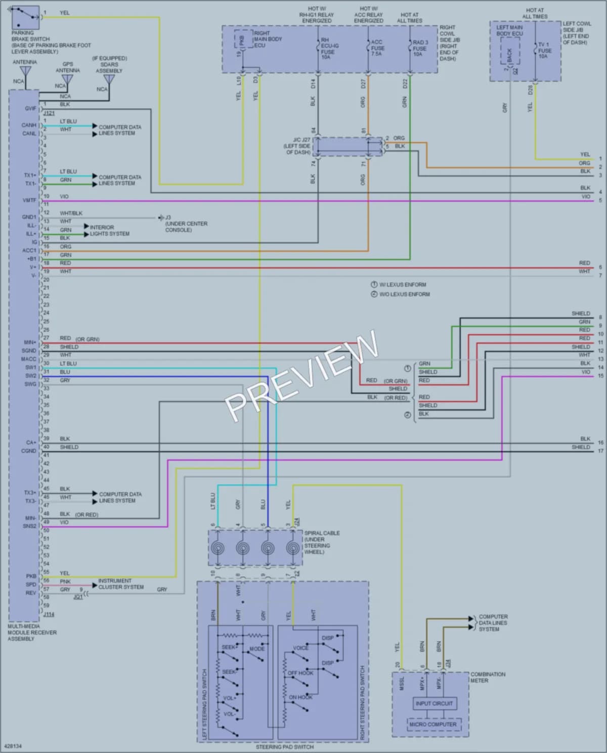 2014 Lexus IS250C Navigation wiring diagram preview
