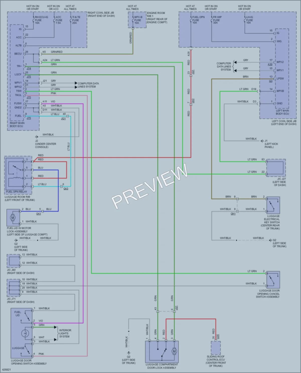 2014 Lexus IS250C Trunk Tailgate Fuel Door wiring diagram preview