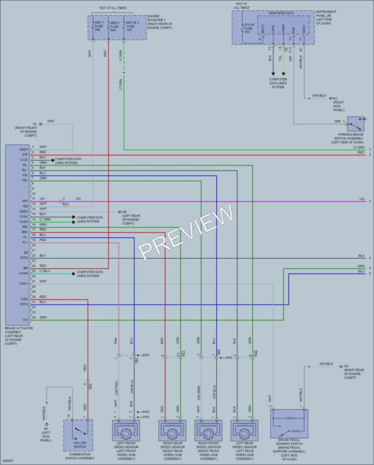2014 Lexus IS350 Anti Lock Brakes wiring diagram preview