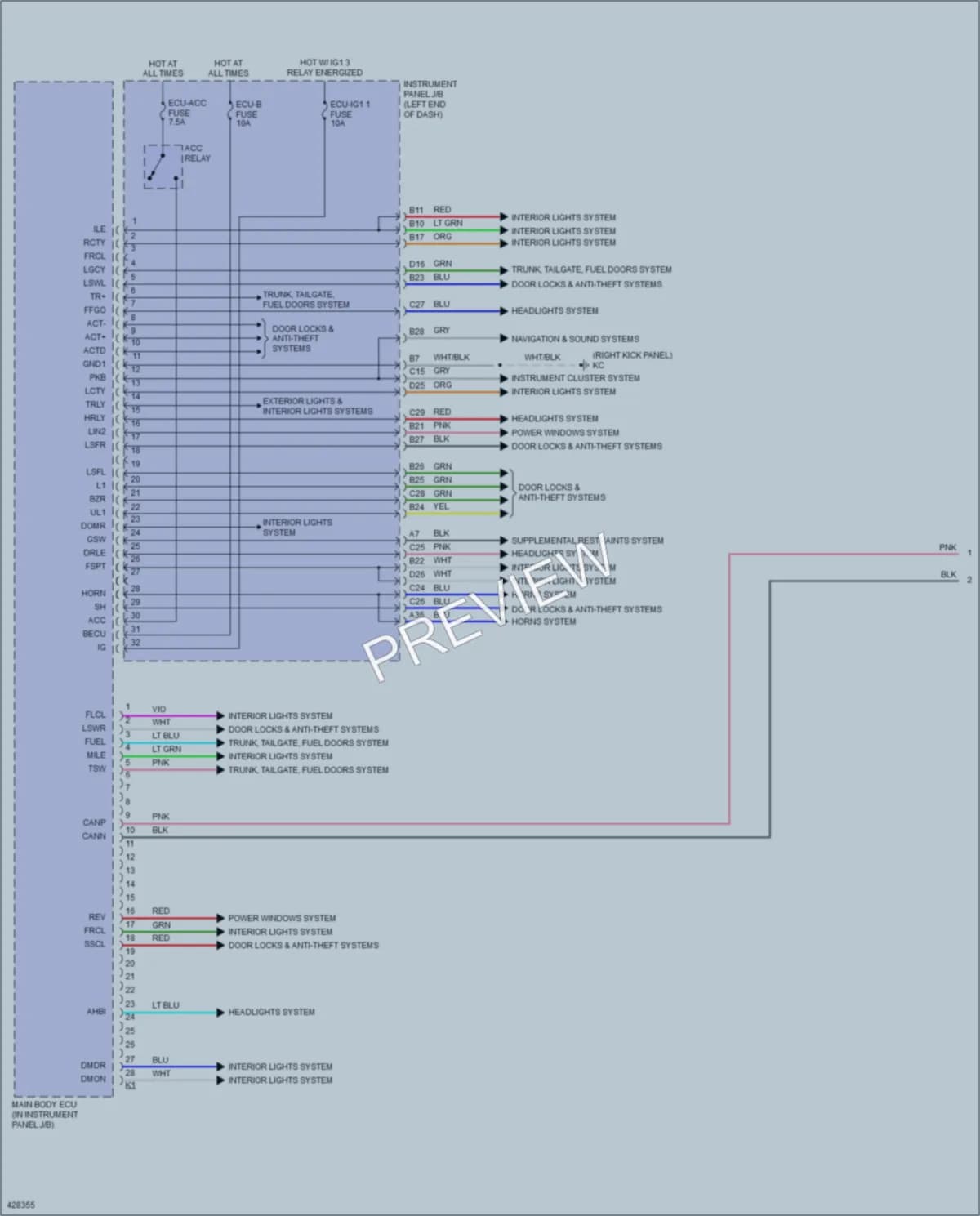 2014 Lexus IS350 Body Control Modules wiring diagram preview