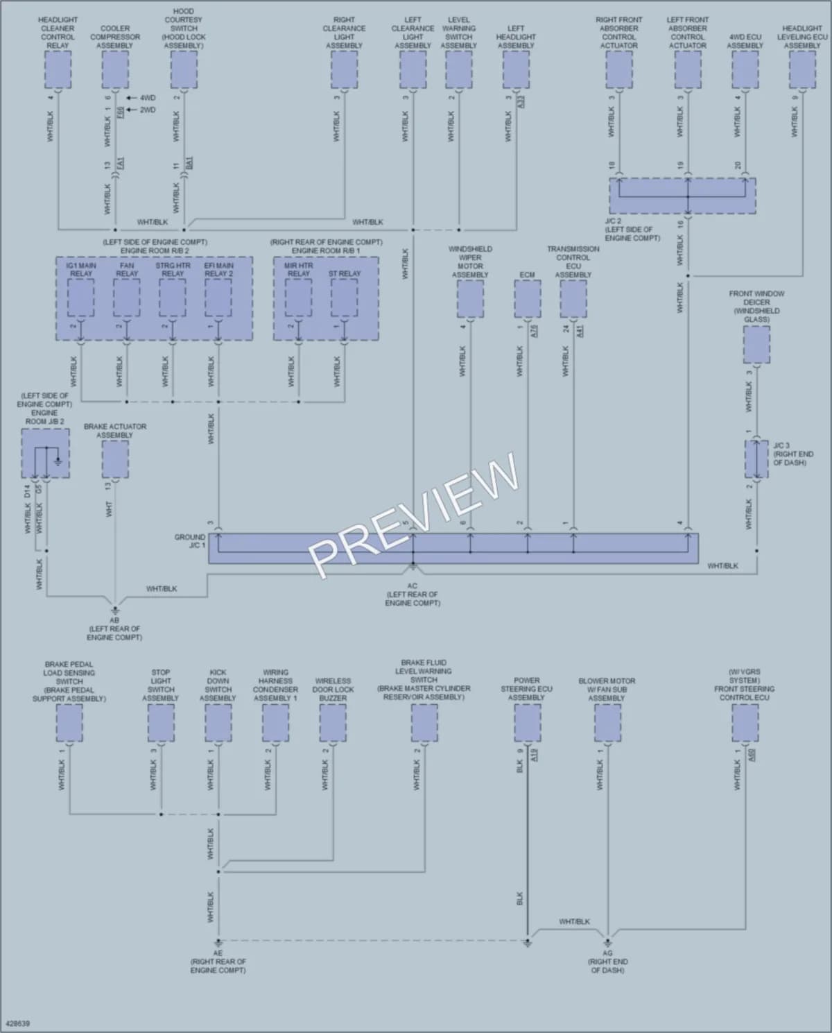 2014 Lexus IS350 Ground Distribution wiring diagram preview