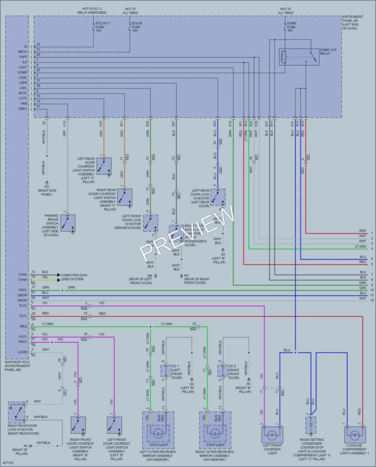 2014 Lexus IS350 Interior Lights wiring diagram preview