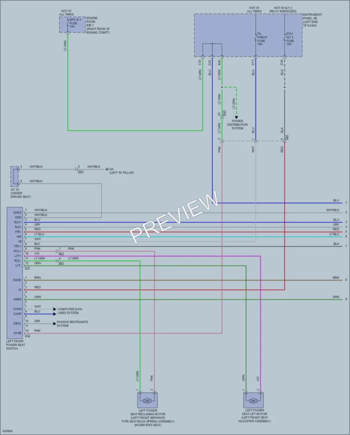 2014 Lexus IS350 Memory Systems wiring diagram preview