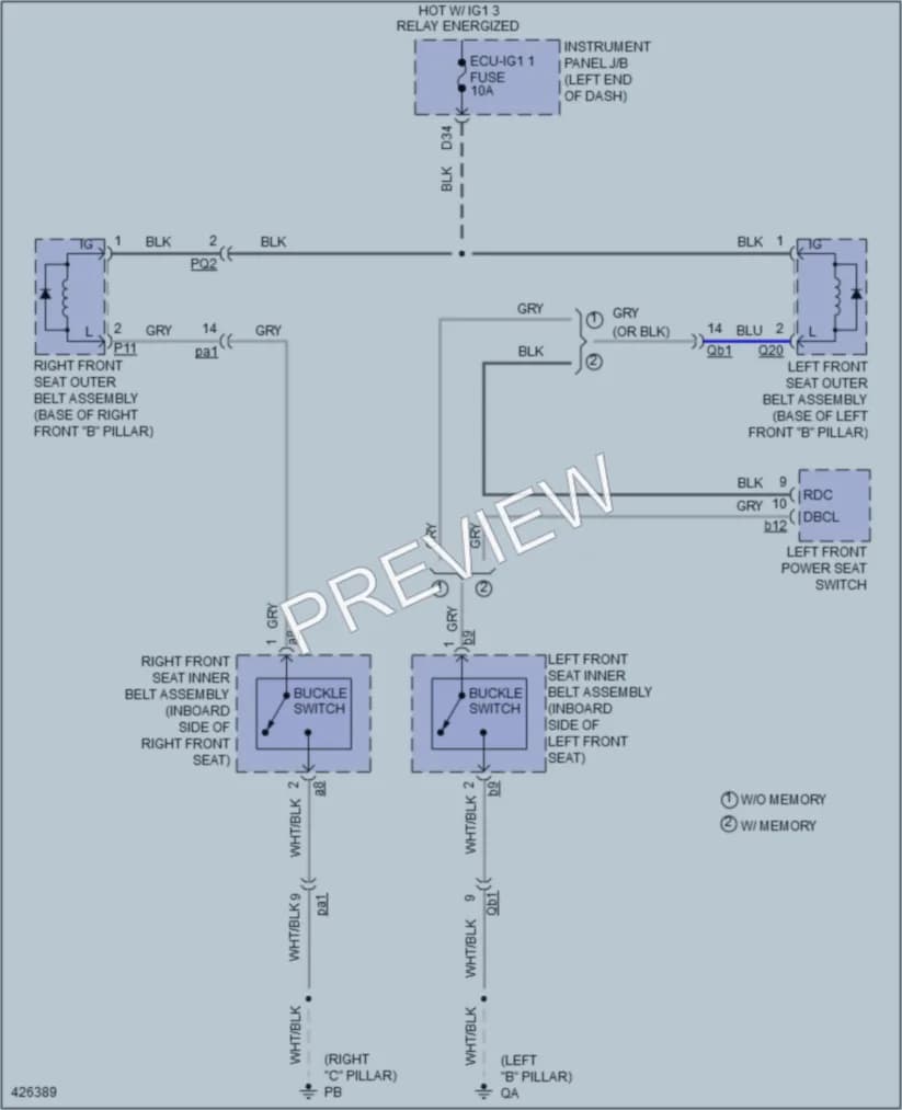 2014 Lexus IS350 Passive Restraints wiring diagram preview