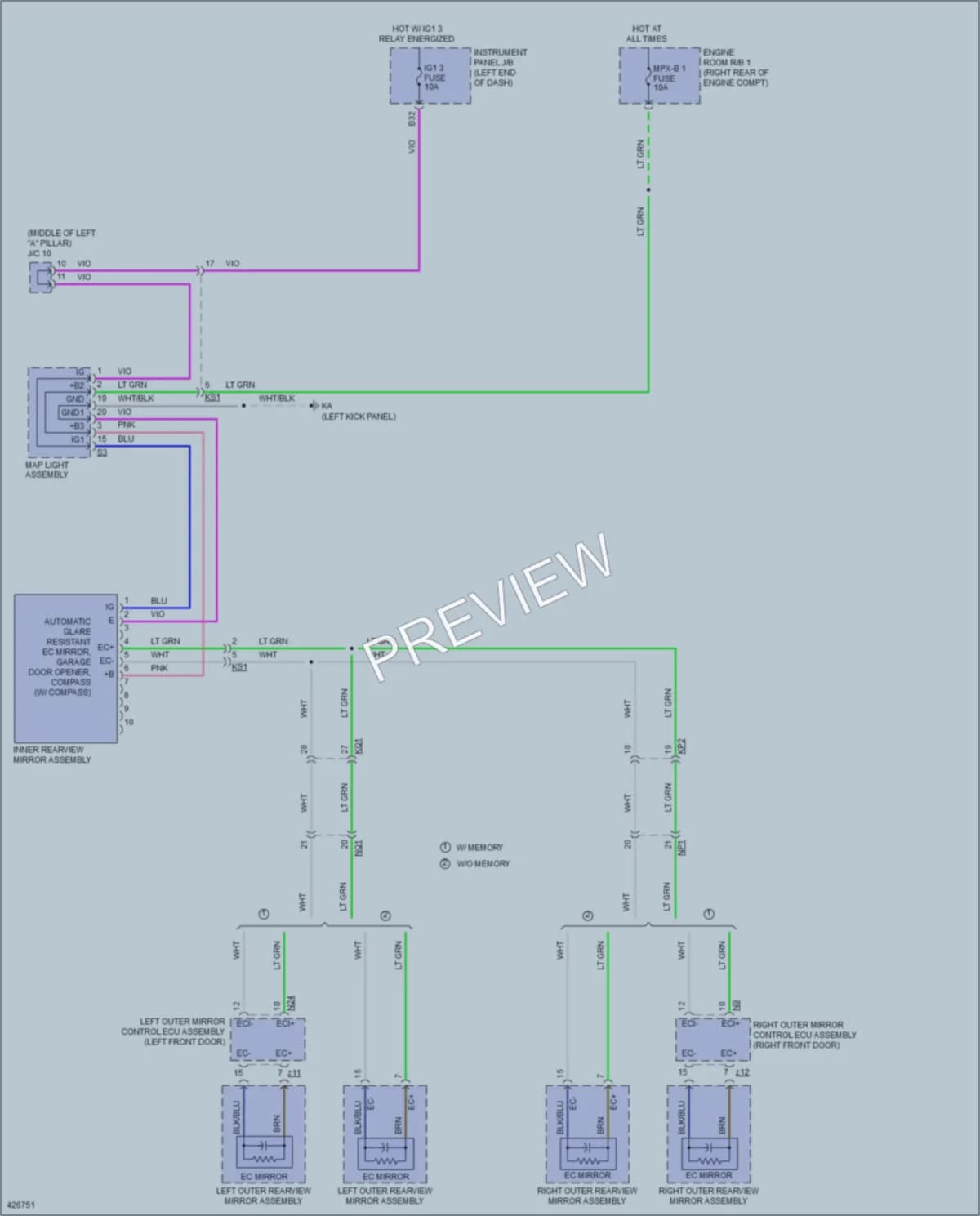 2014 Lexus IS350 Power Mirrors wiring diagram preview