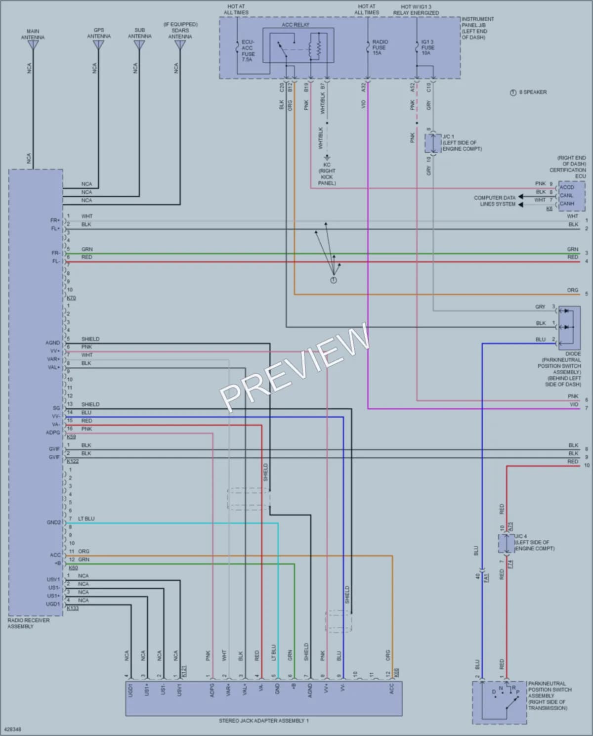 2014 Lexus IS350 Radio wiring diagram preview