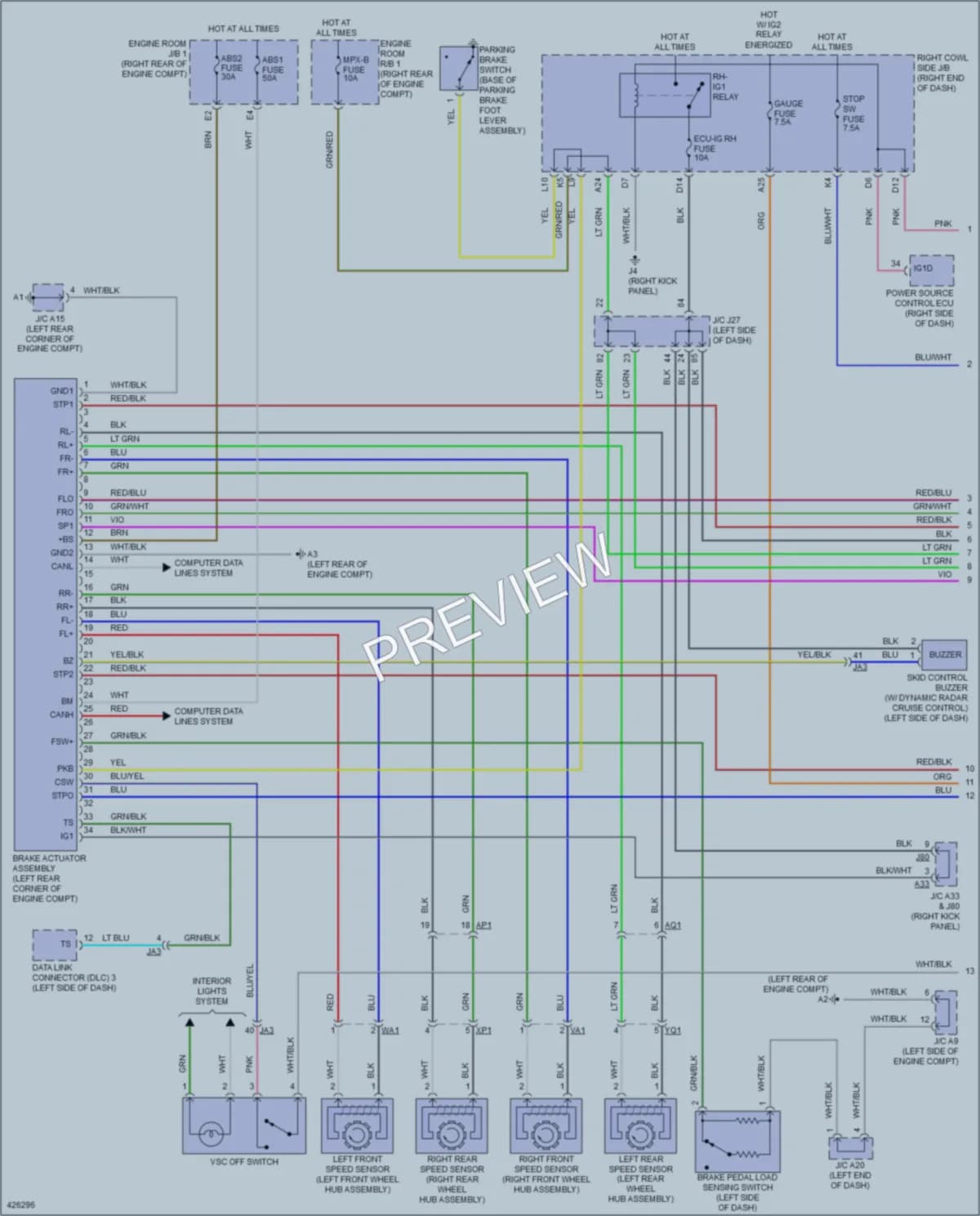2014 Lexus IS350C Anti Lock Brakes wiring diagram preview
