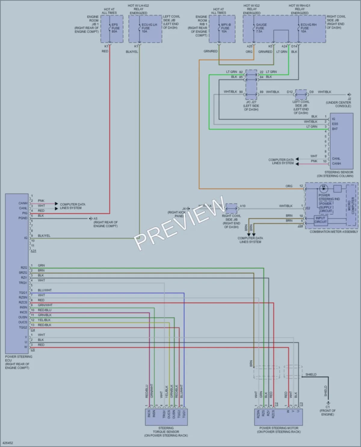2014 Lexus IS350C Electronic Power Steering wiring diagram preview