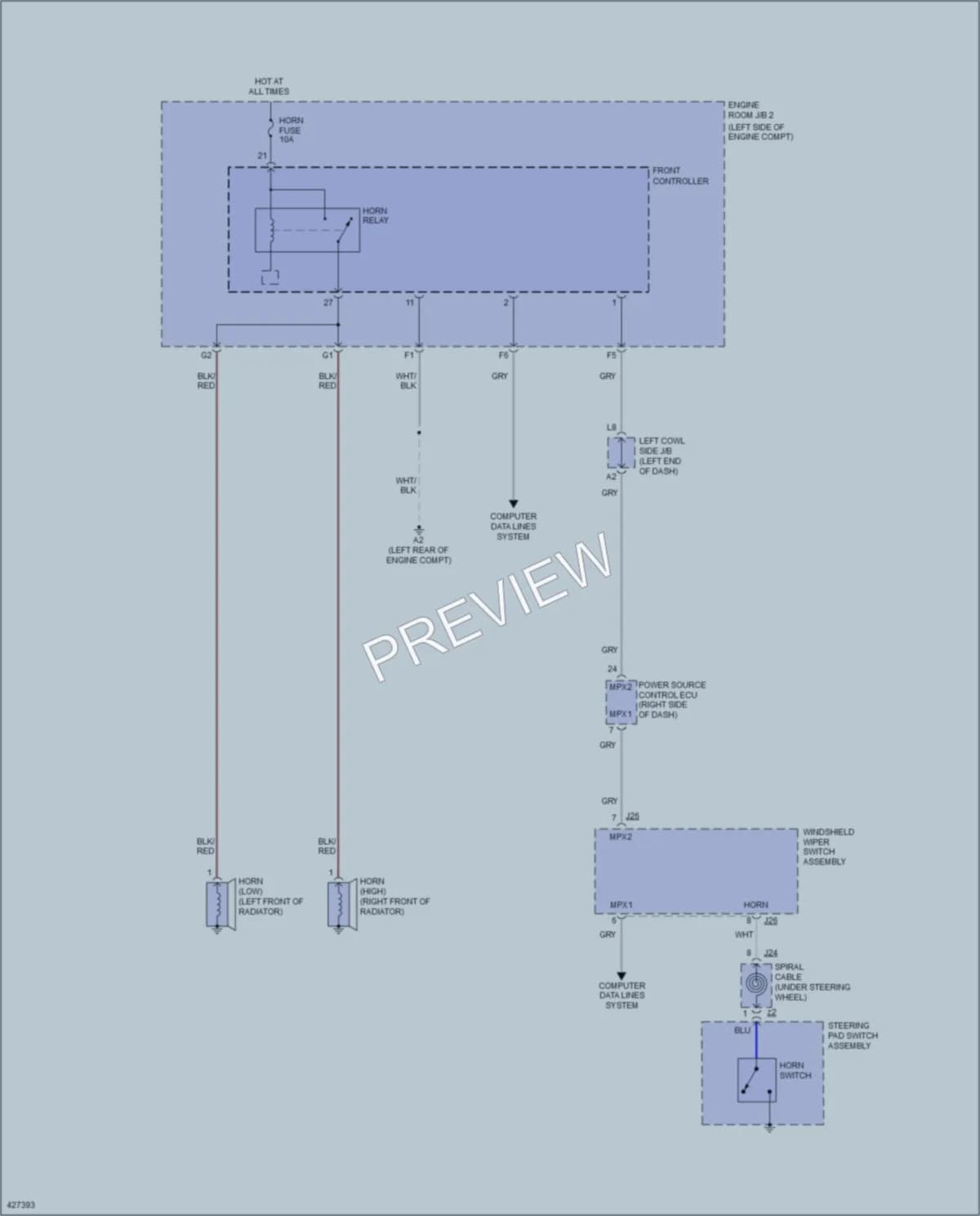 2014 Lexus IS350C Horn wiring diagram preview