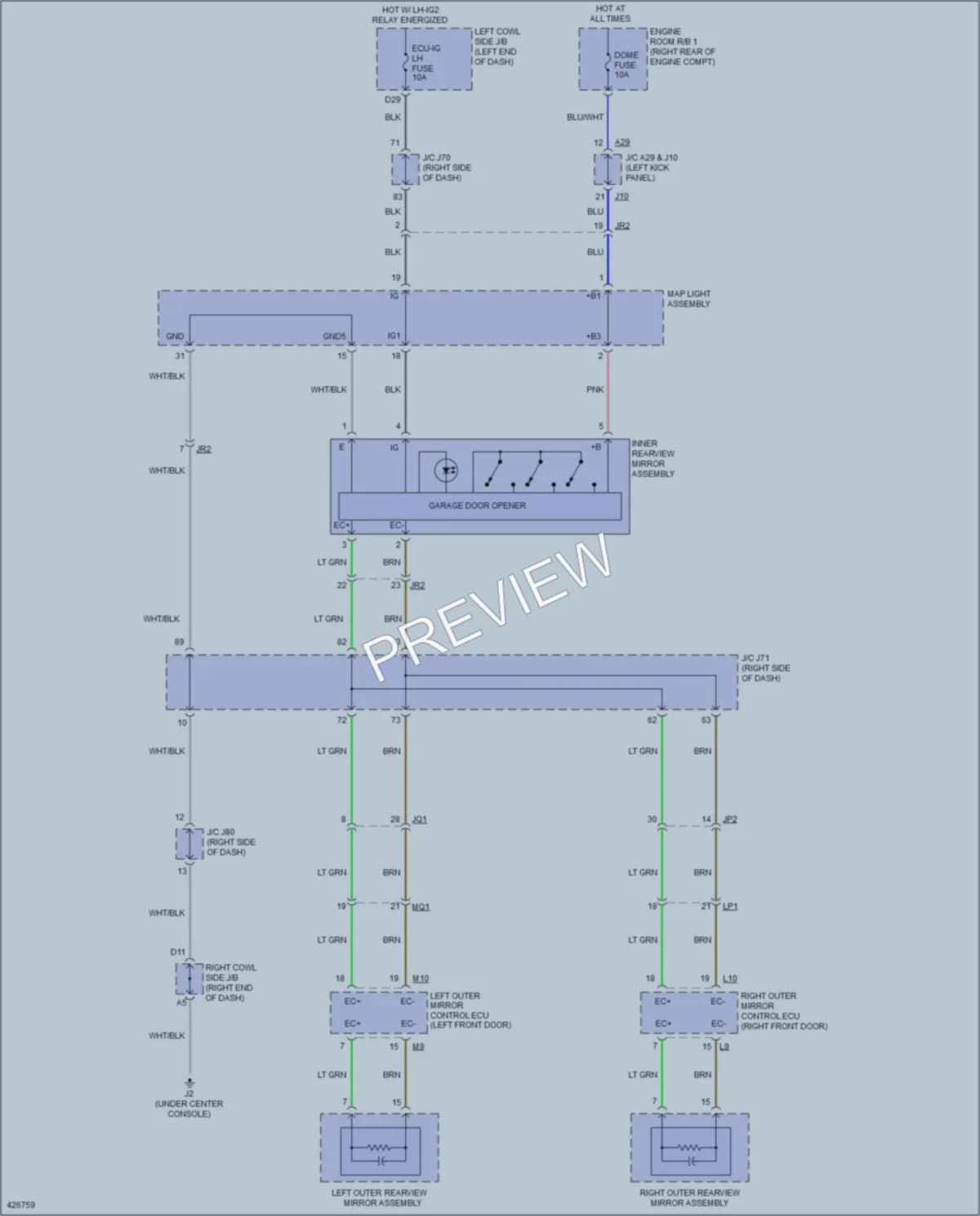 2014 Lexus IS350C Power Mirrors wiring diagram preview