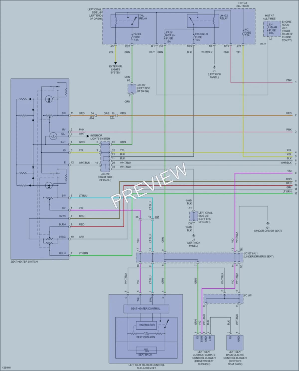 2014 Lexus IS350C Power Seats wiring diagram preview