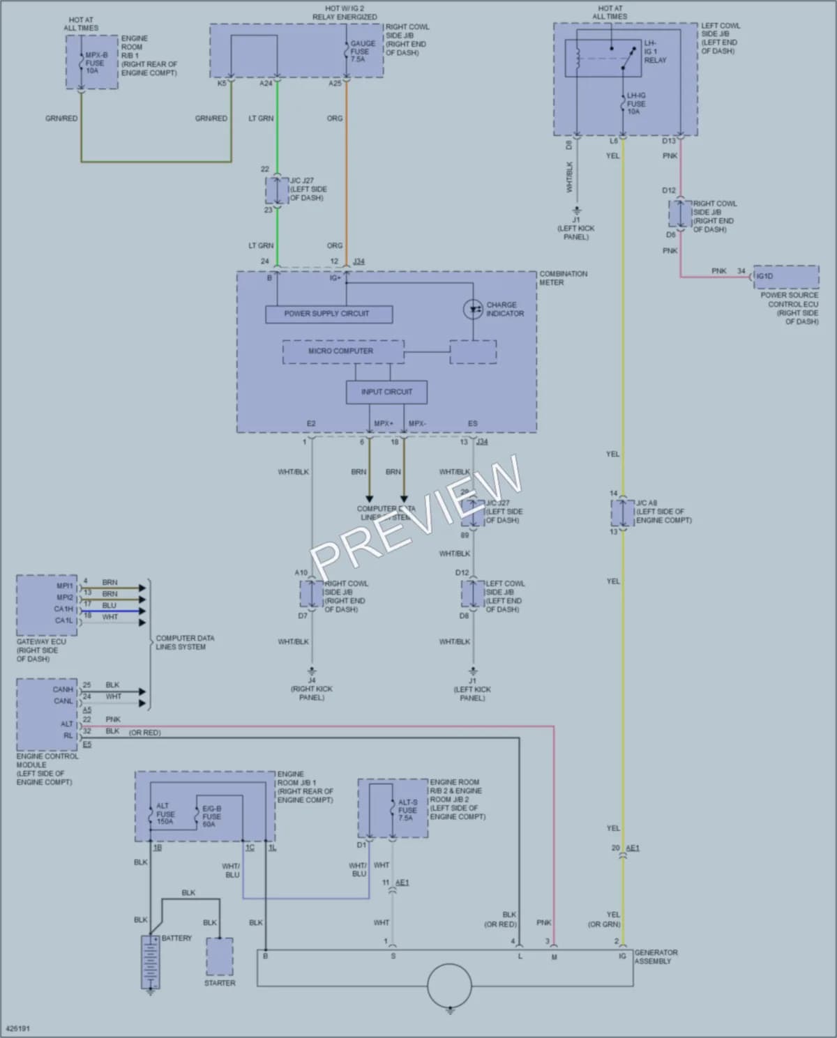 2014 Lexus IS350C Starting Charging wiring diagram preview