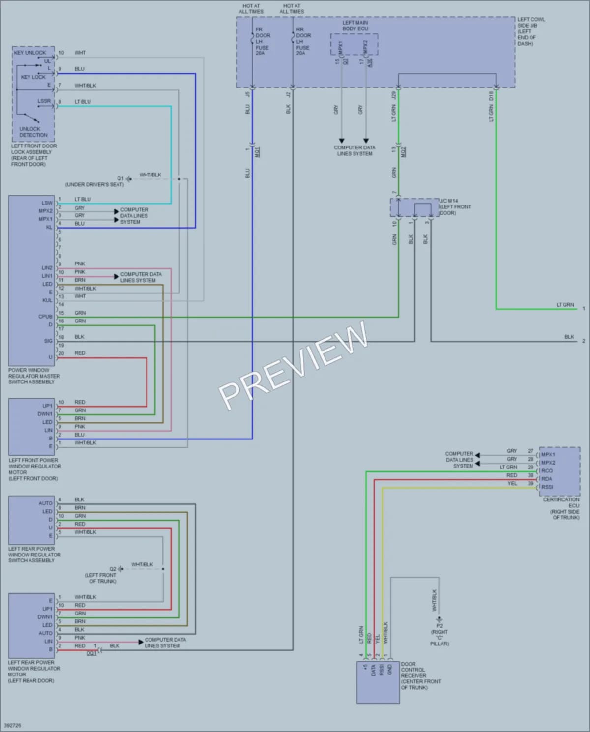 2014 Lexus ISF Power Windows wiring diagram preview