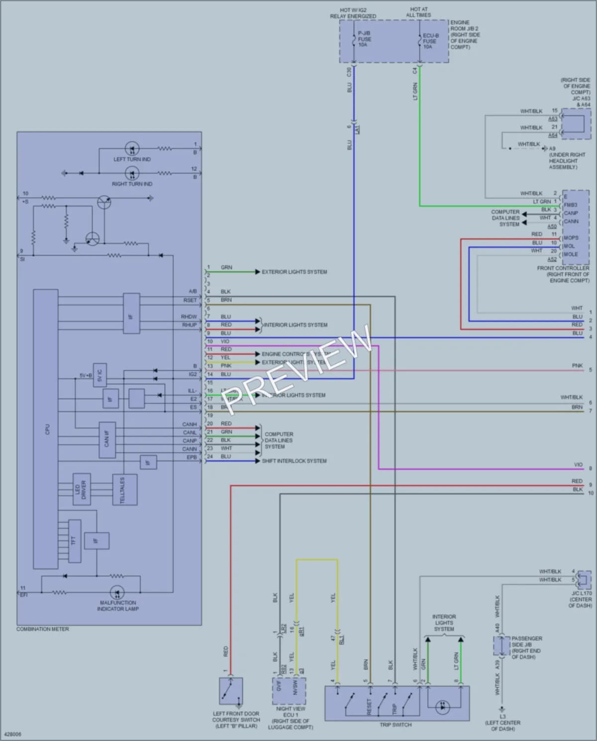 2014 Lexus LS460 Instrument Cluster wiring diagram preview
