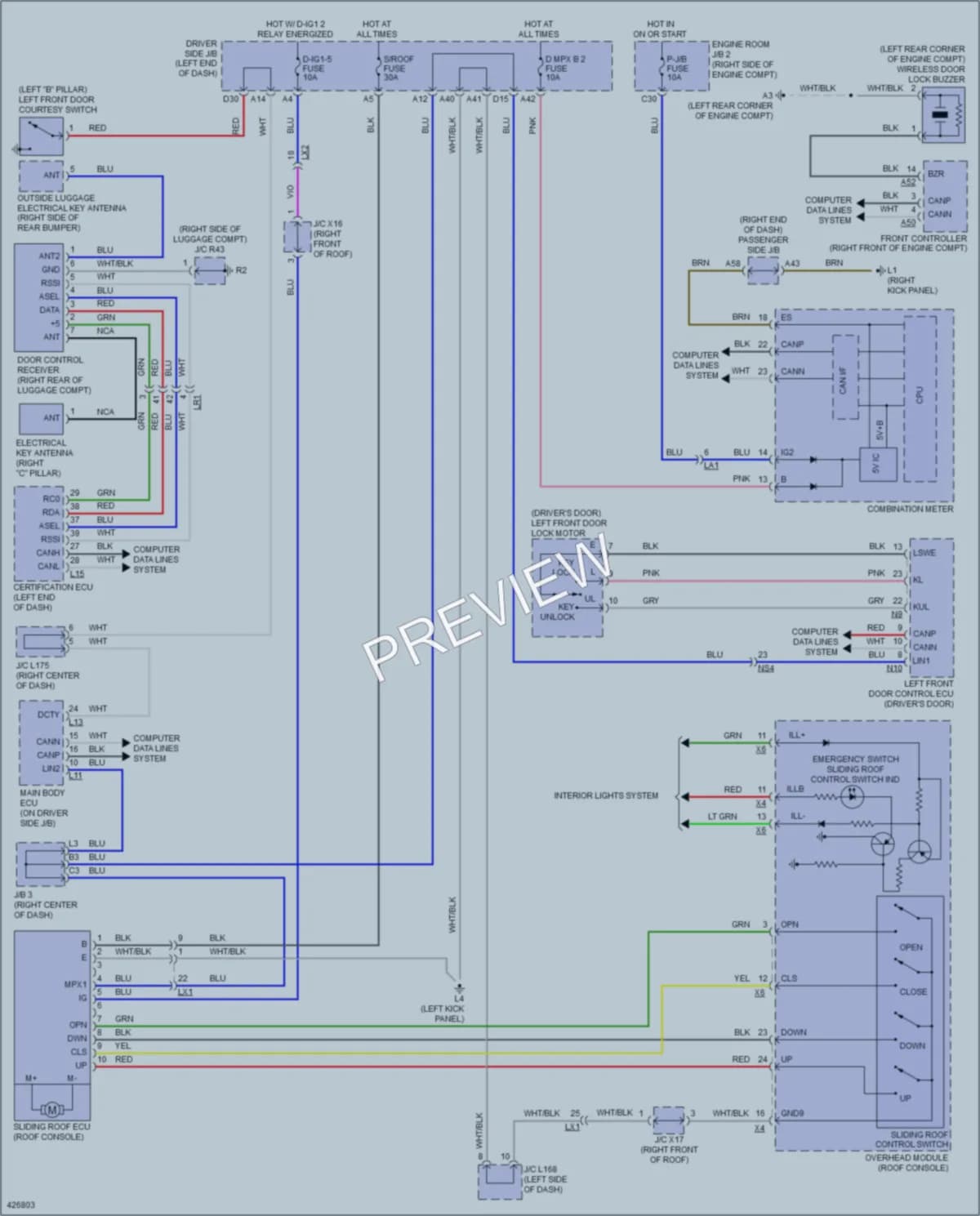 2014 Lexus LS460 Power Top Sunroof wiring diagram preview