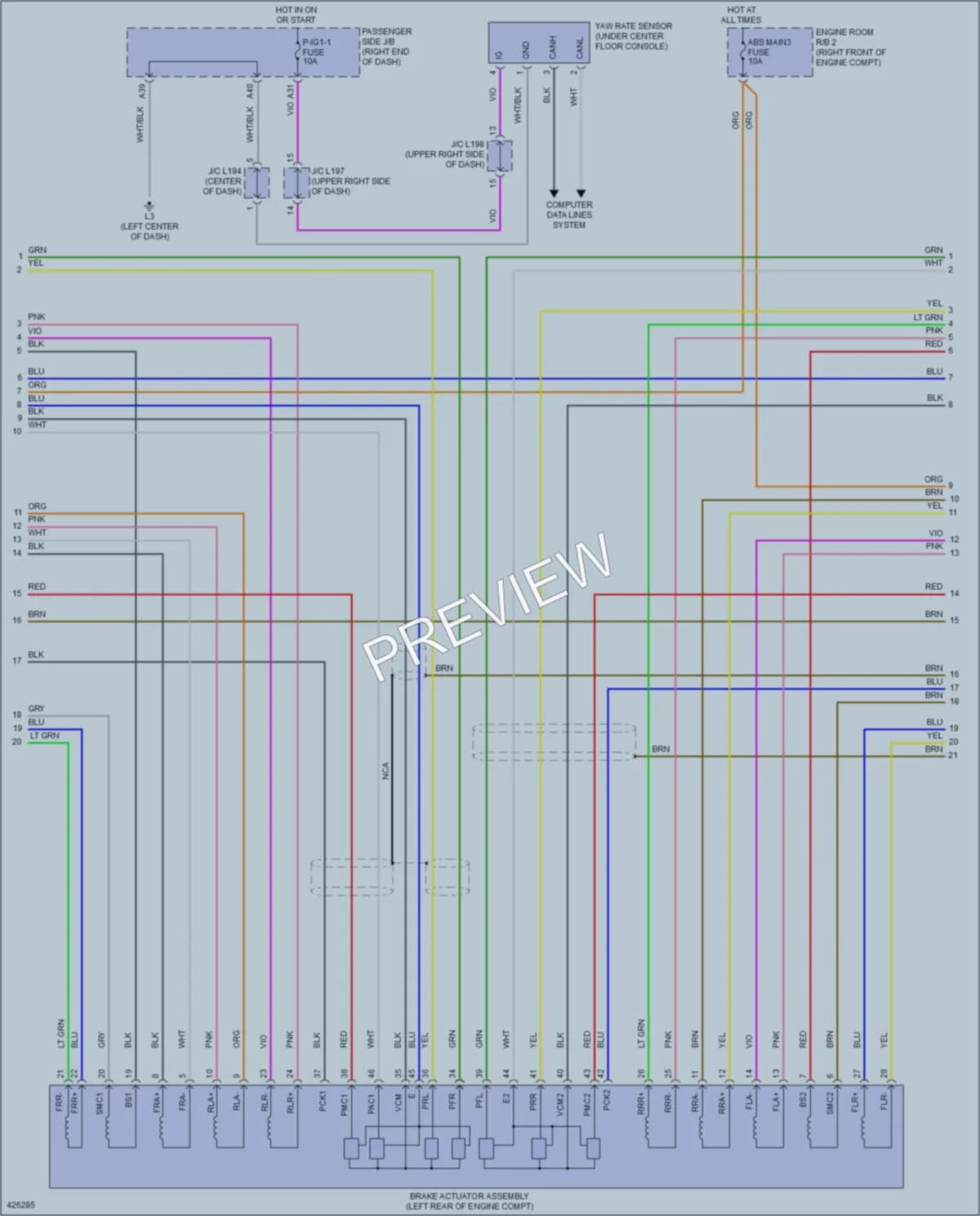 2014 Lexus LS600h Anti Lock Brakes wiring diagram preview