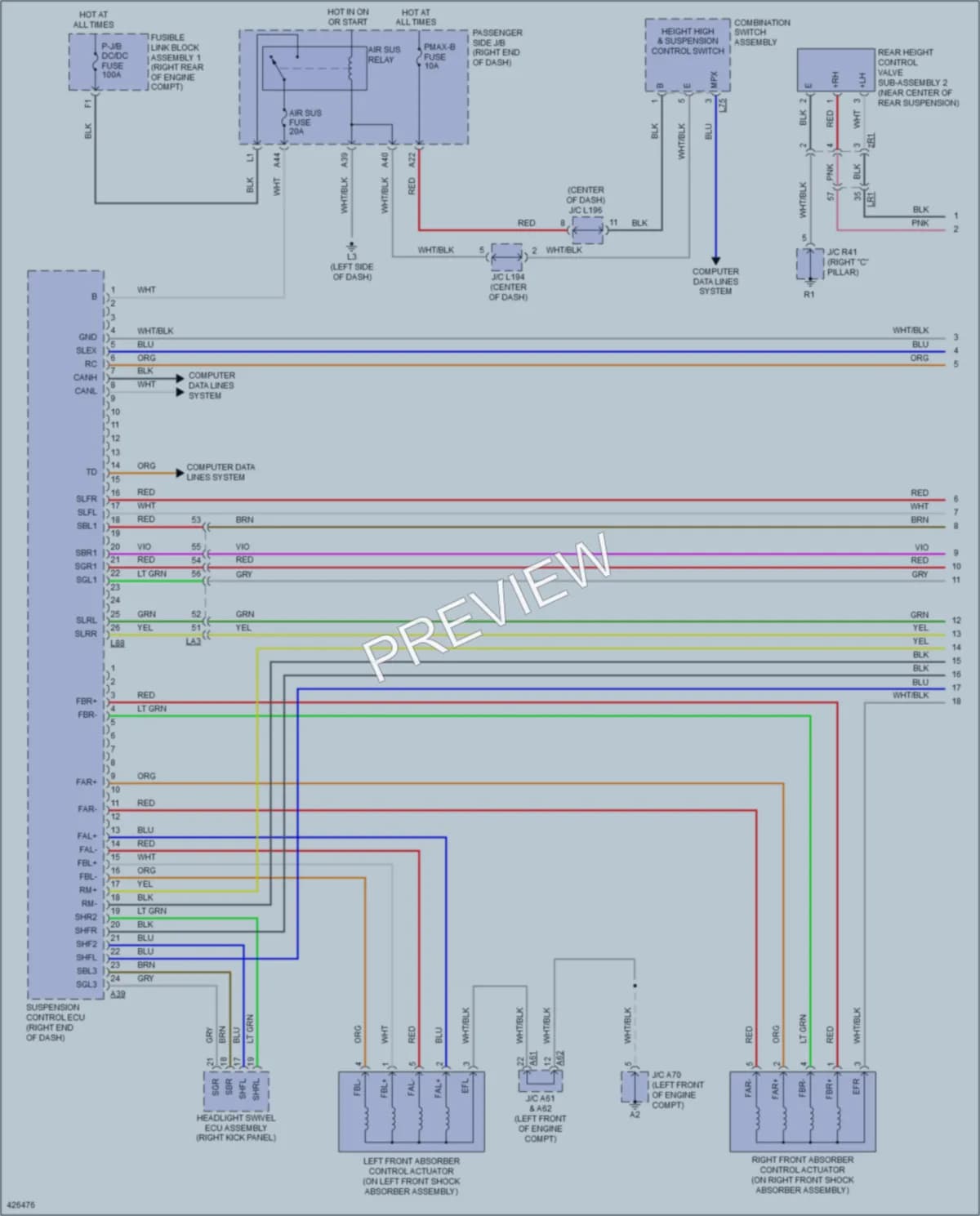 2014 Lexus LS600h Electronic Suspension wiring diagram preview