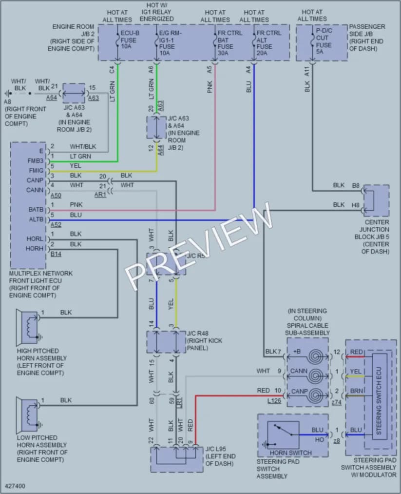 2014 Lexus LS600h Horn wiring diagram preview