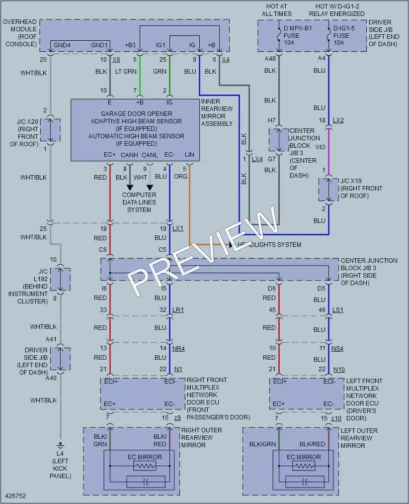 2014 Lexus LS600h Power Mirrors wiring diagram preview