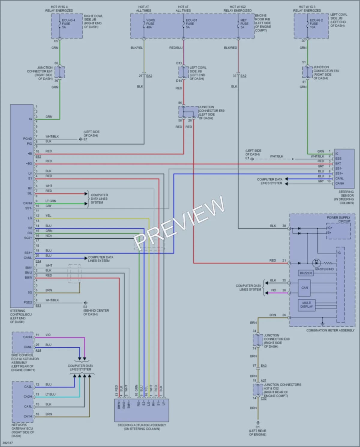 2014 Lexus LX570 Electronic Power Steering wiring diagram preview