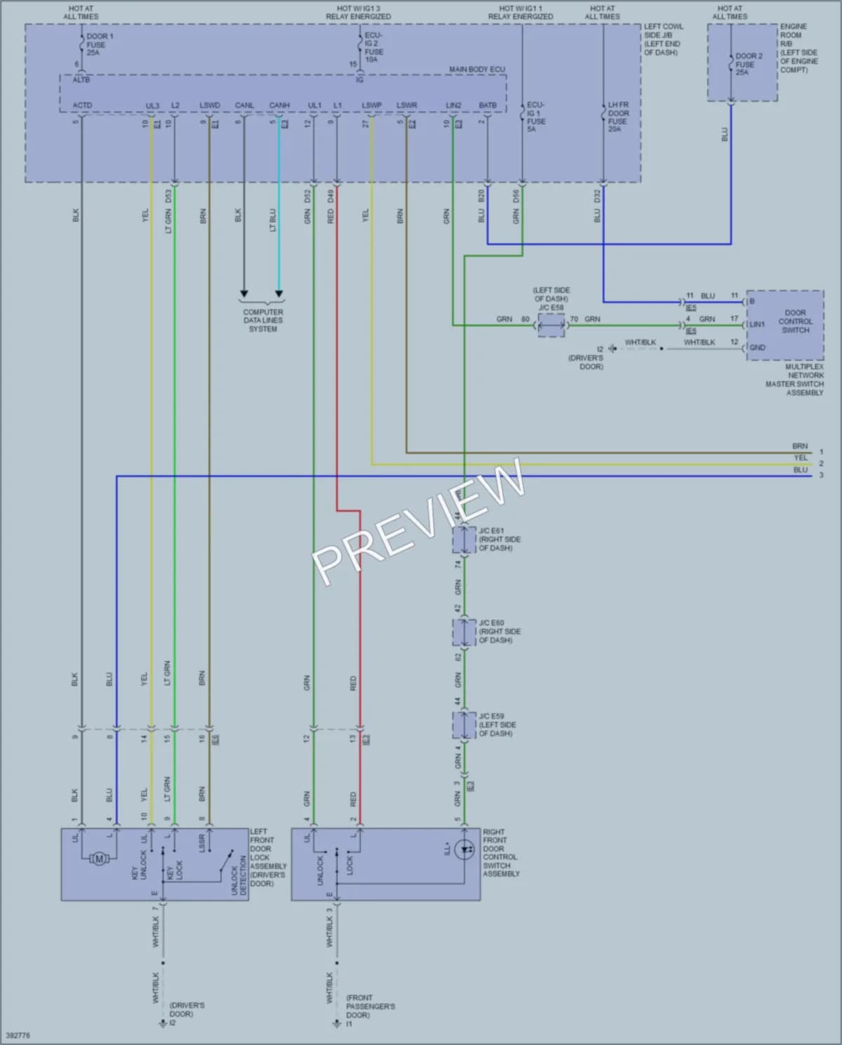 2014 Lexus LX570 Power Door Locks wiring diagram preview