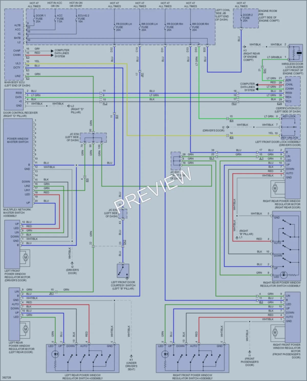 2014 Lexus LX570 Power Windows wiring diagram preview