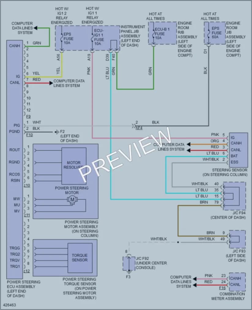 2014 Lexus RX350 Electronic Power Steering wiring diagram preview