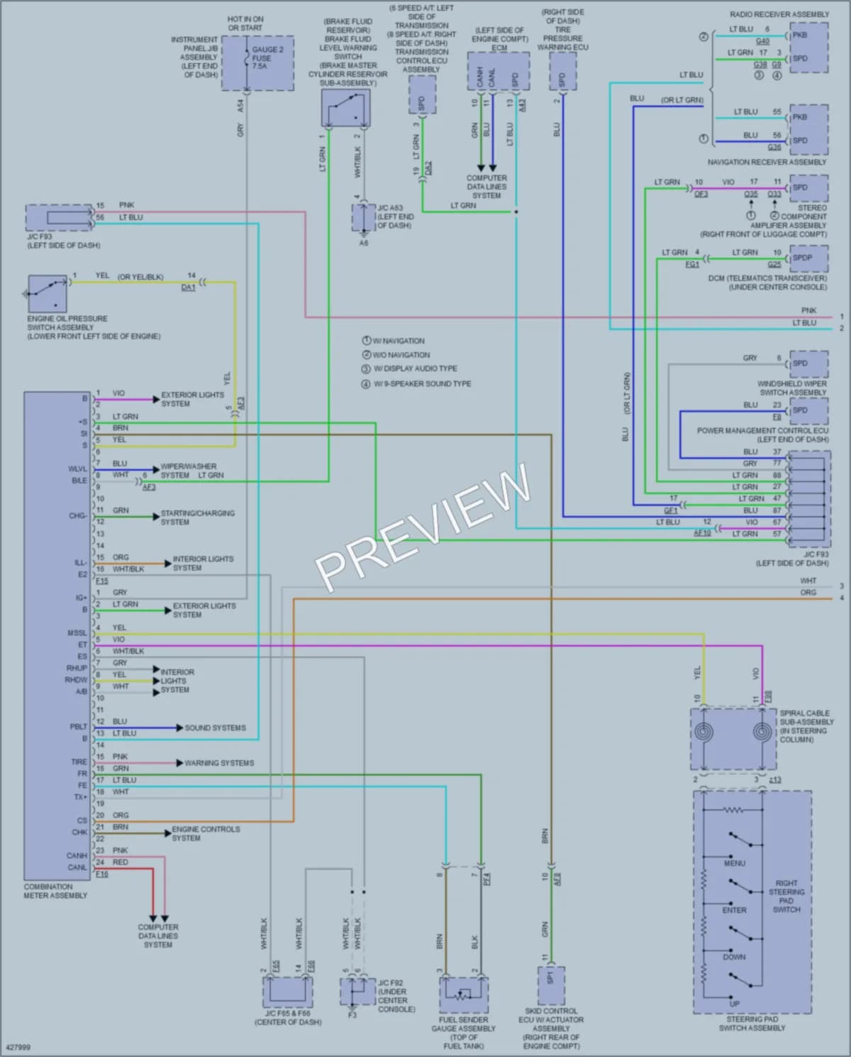 2014 Lexus RX350 Instrument Cluster wiring diagram preview