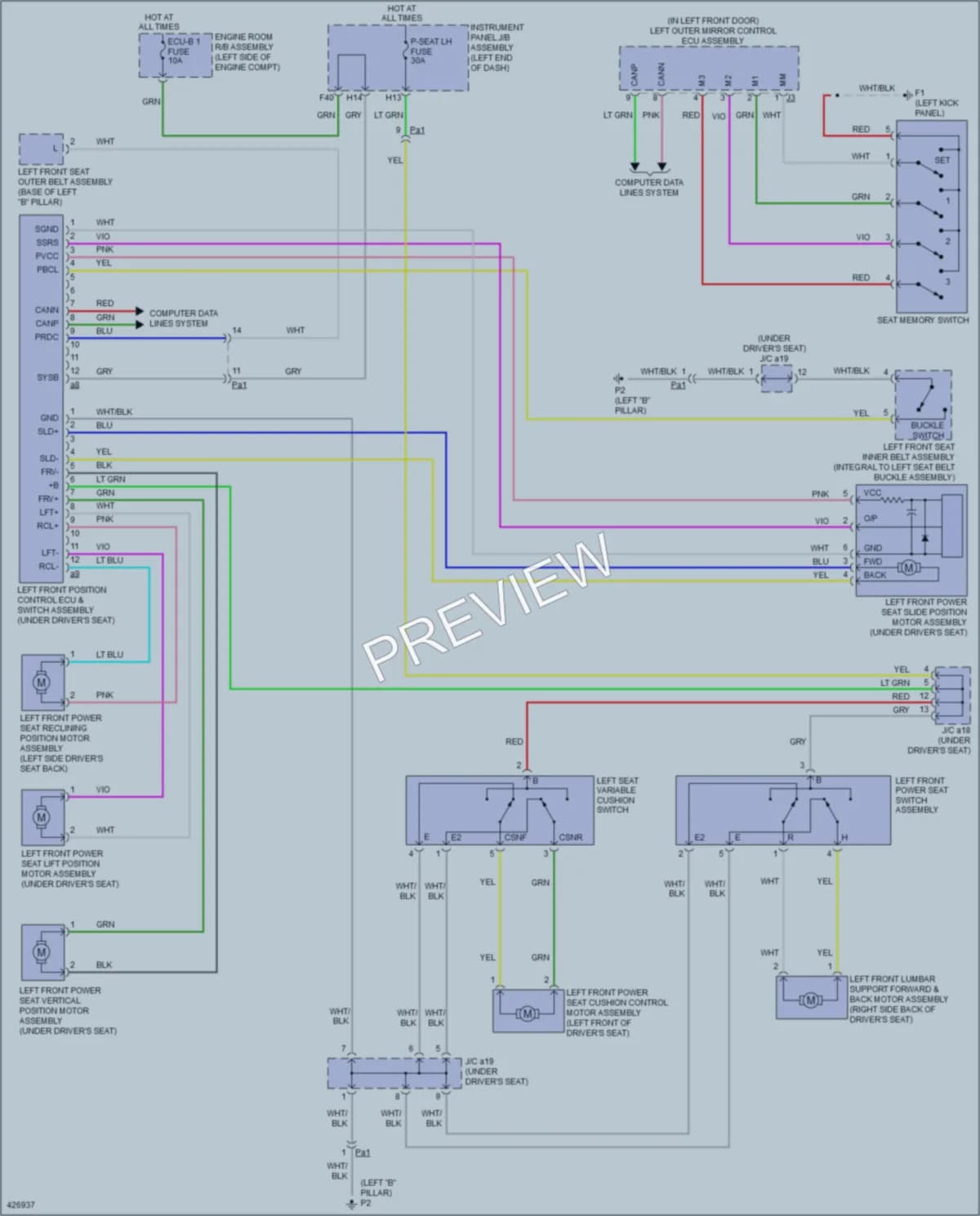 2014 Lexus RX350 Memory Systems wiring diagram preview