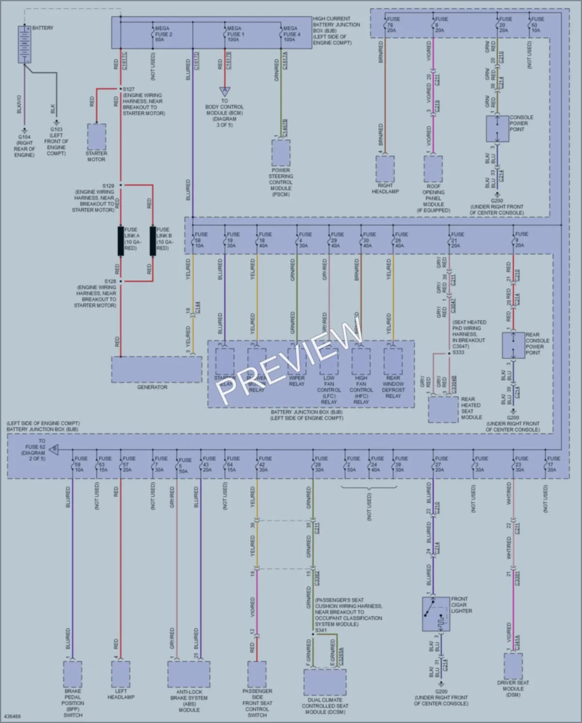 2014 Lincoln MKS Power Distribution wiring diagram preview
