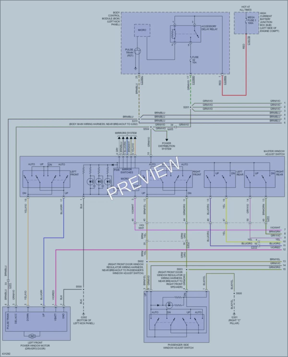 2014 Lincoln MKS Power Windows wiring diagram preview