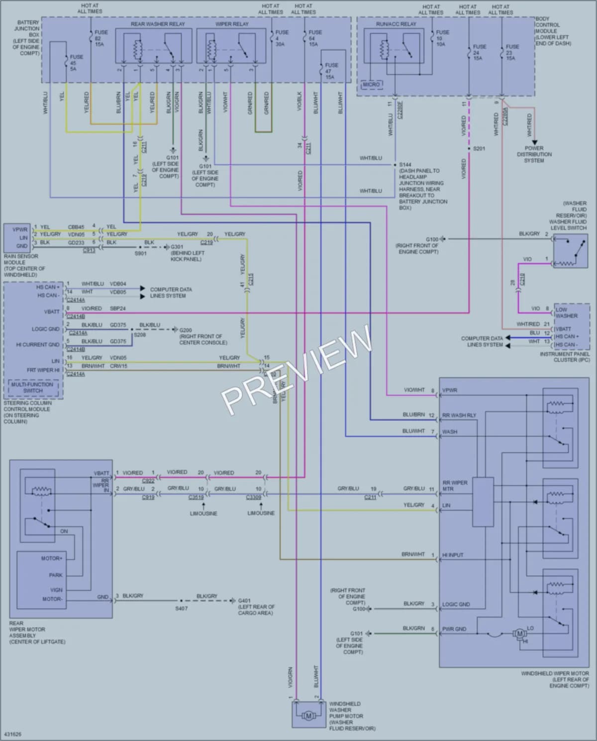 2014 Lincoln MKT Wiper Washer wiring diagram preview