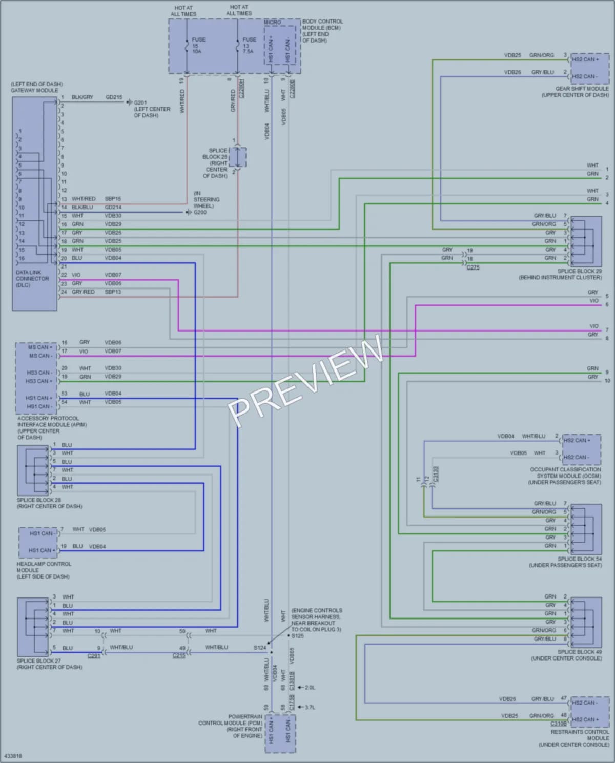 2014 Lincoln MKZHybrid Computer Data Lines wiring diagram preview