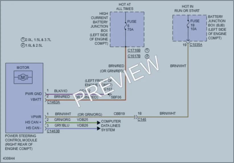 2014 Lincoln MKZHybrid Electronic Power Steering wiring diagram preview