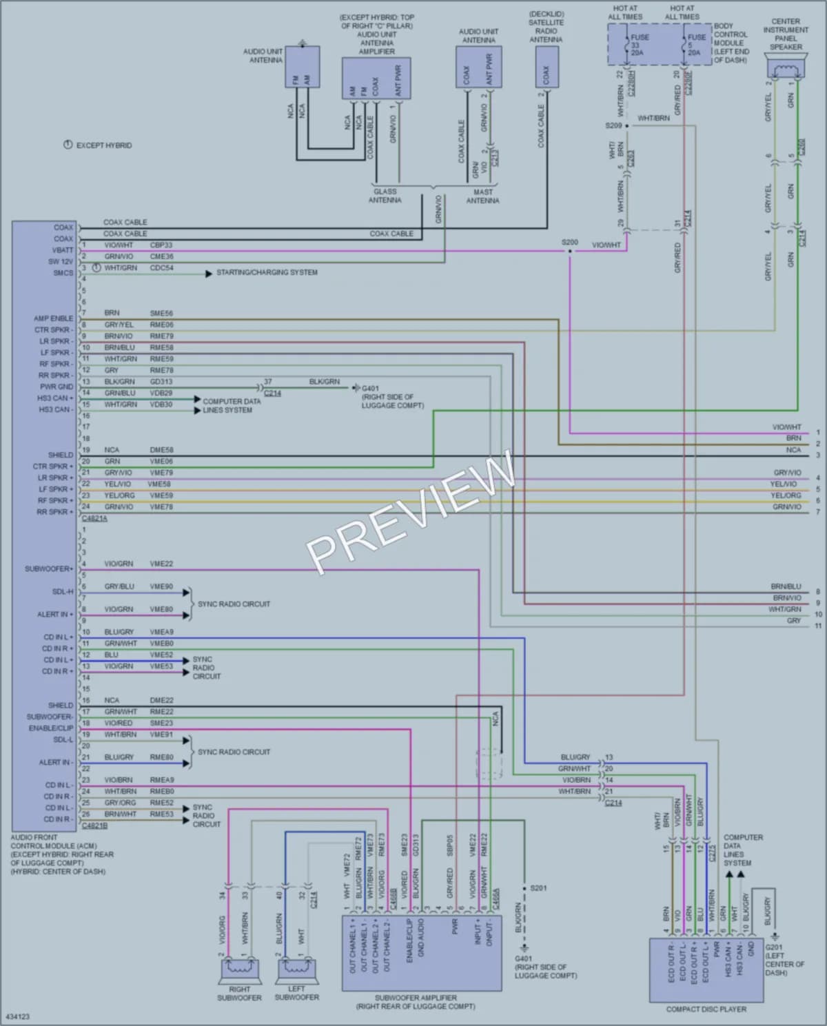 2014 Lincoln MKZHybrid Radio wiring diagram preview