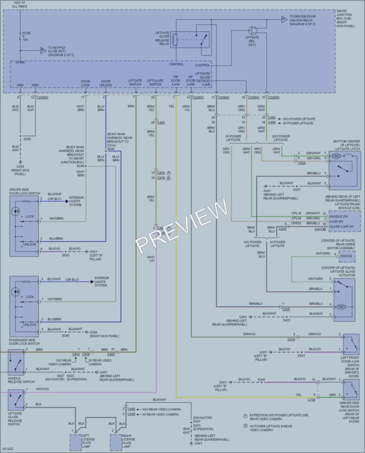 2014 Lincoln Navigator Power Door Locks wiring diagram preview