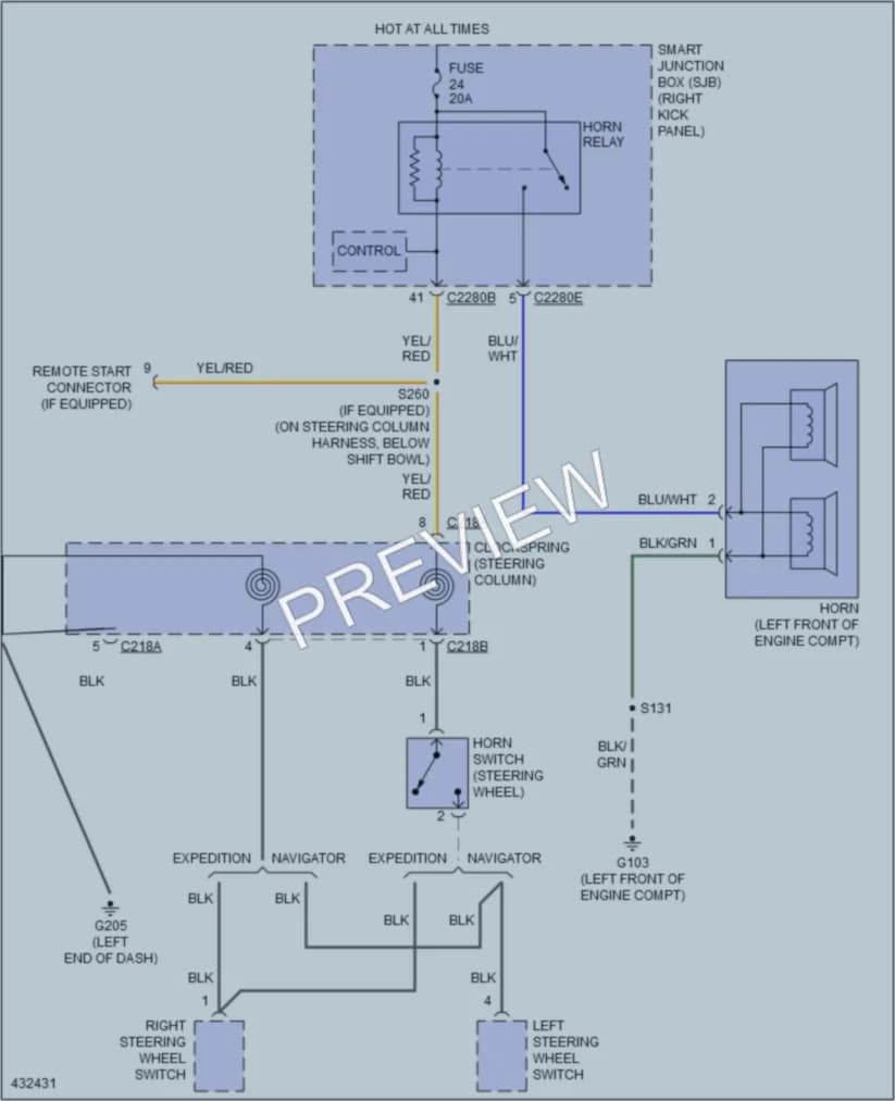2014 Lincoln NavigatorL Horn wiring diagram preview