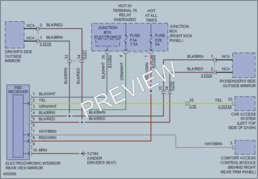 2014 MINI Cooper Power Mirrors wiring diagram preview