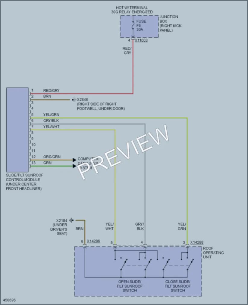 2014 MINI CooperClubman Power Top Sunroof wiring diagram preview