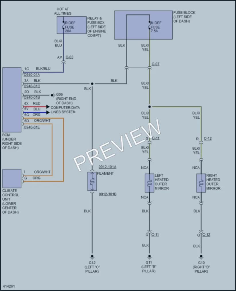 2014 Mazda 2 Defoggers wiring diagram preview