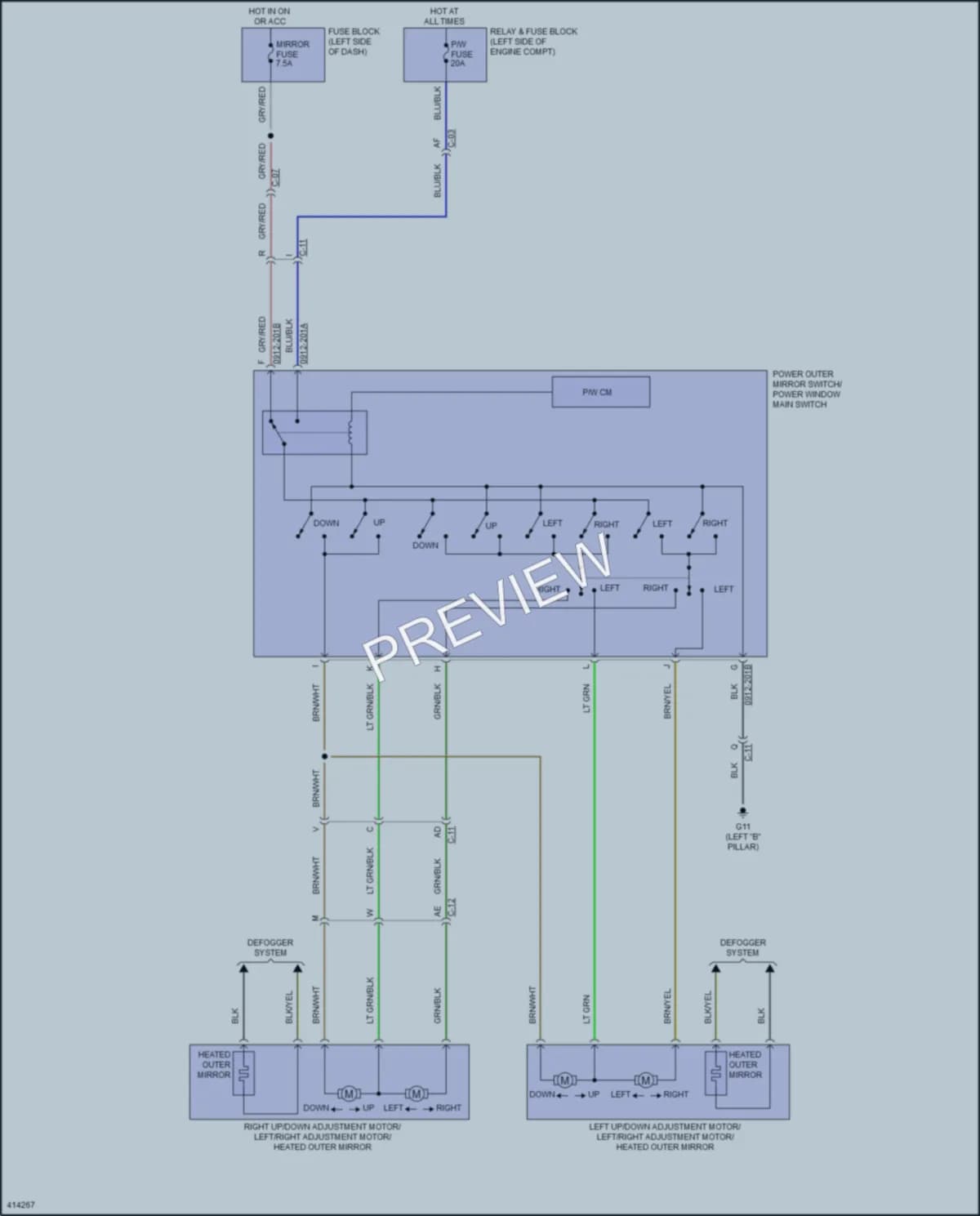 2014 Mazda 2 Power Mirrors wiring diagram preview
