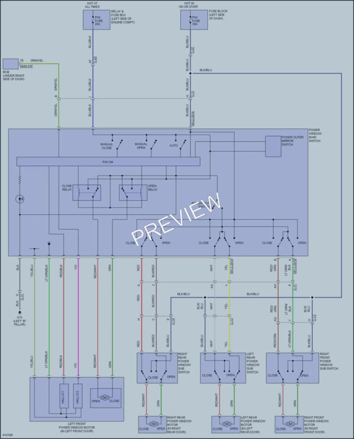 2014 Mazda 2 Power Windows wiring diagram preview