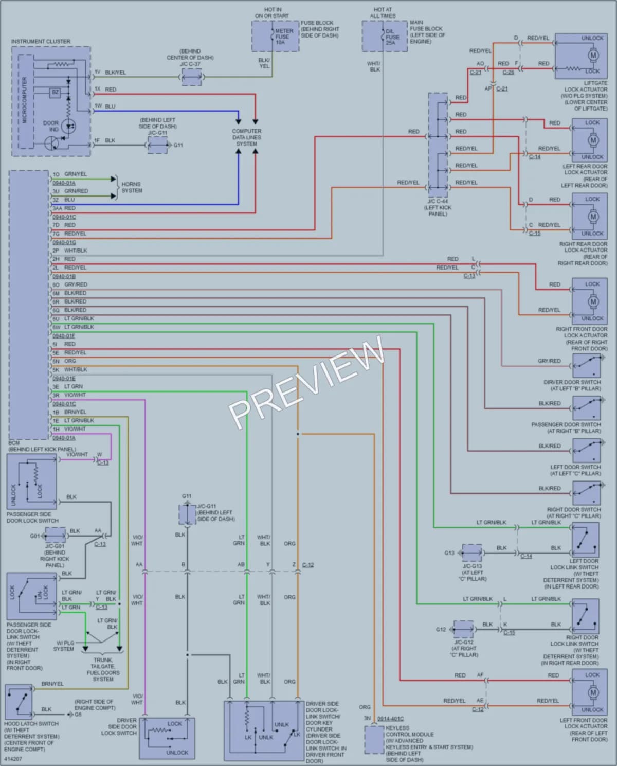2014 Mazda CX9 Power Door Locks wiring diagram preview