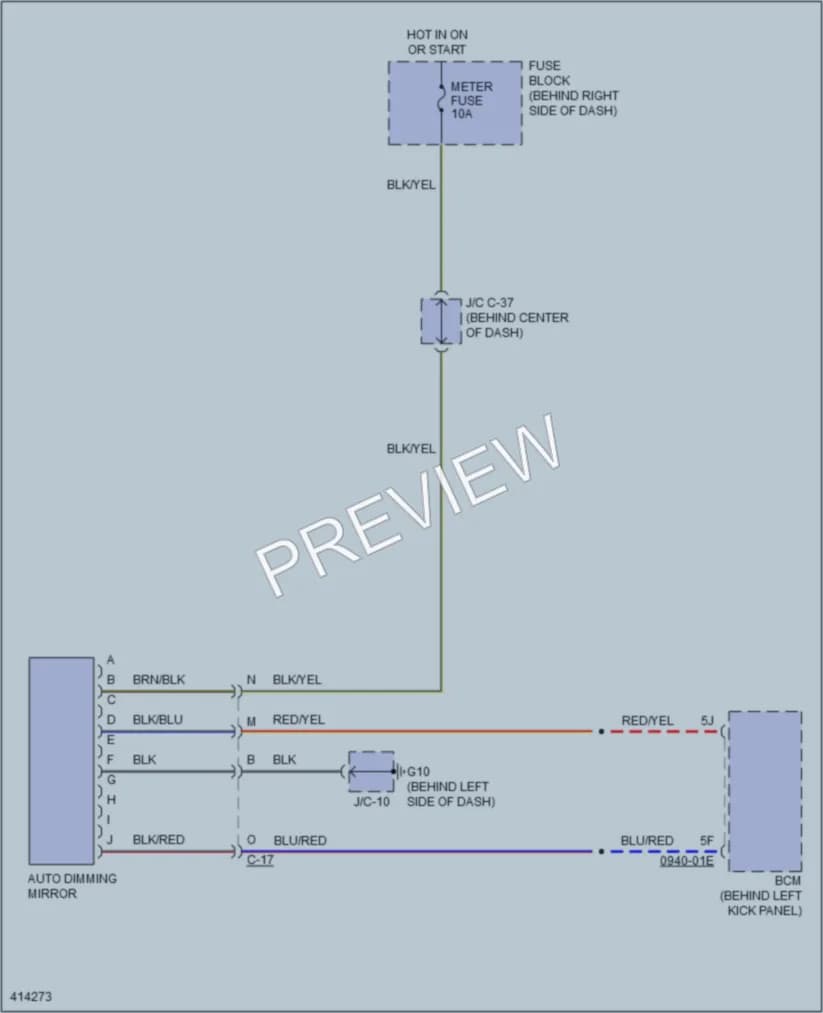 2014 Mazda CX9 Power Mirrors wiring diagram preview