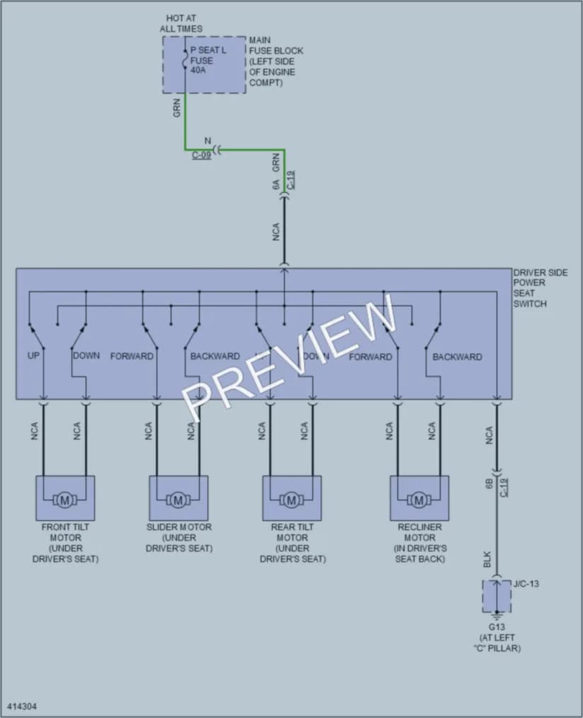 2014 Mazda CX9 Power Seats wiring diagram preview