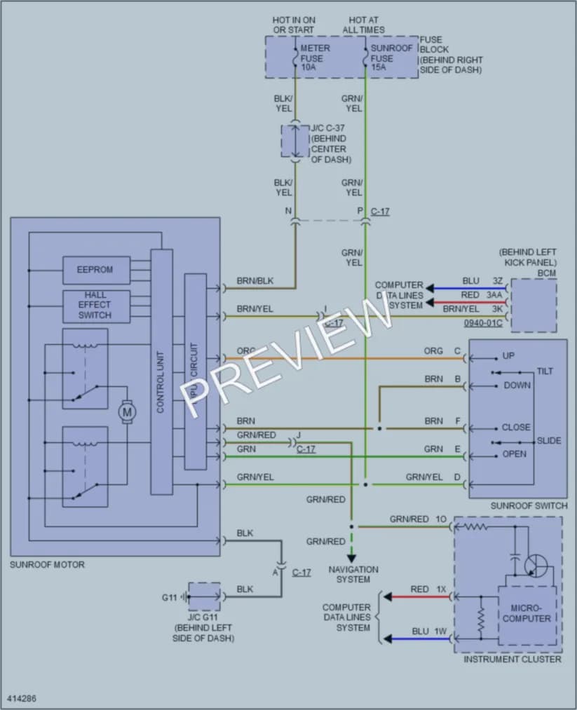 2014 Mazda CX9 Power Top Sunroof wiring diagram preview