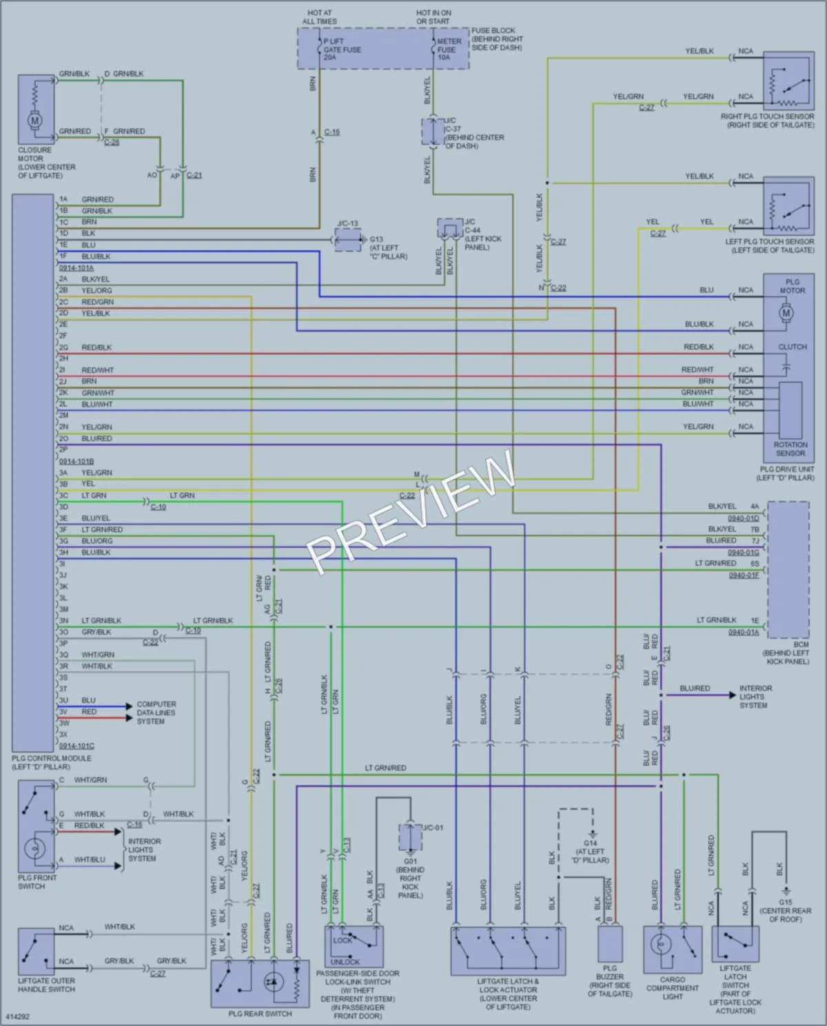 2014 Mazda CX9 Trunk Tailgate Fuel Door wiring diagram preview