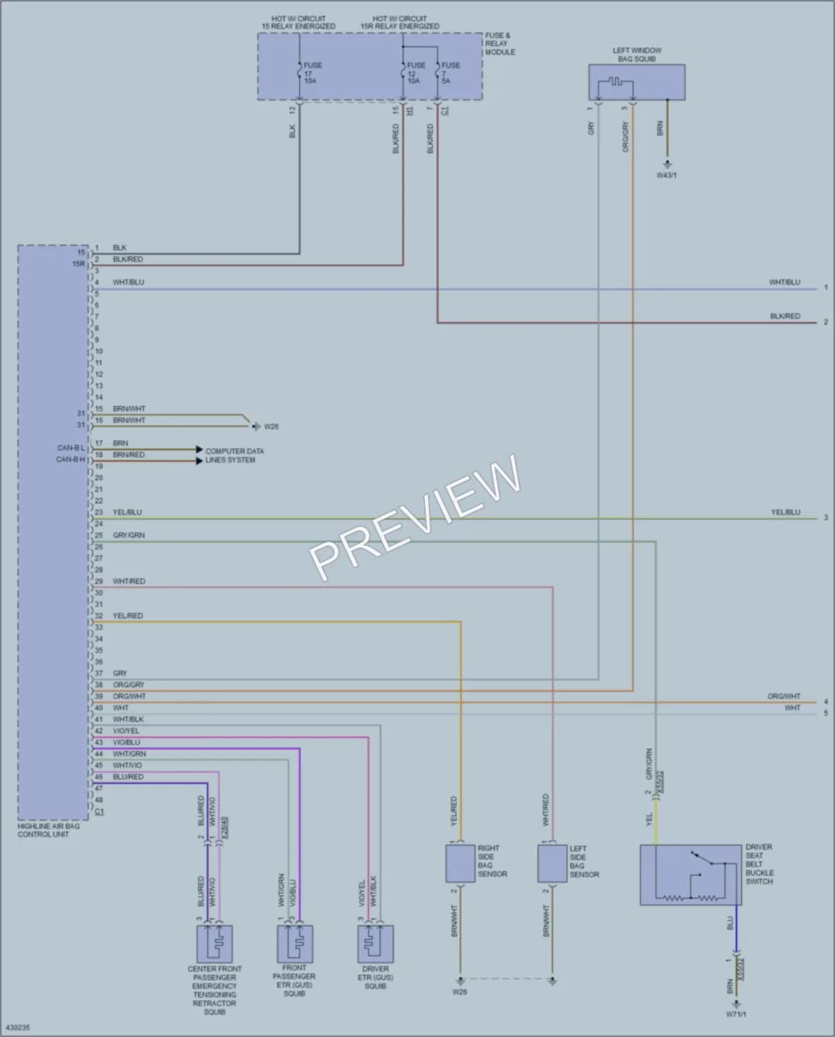 2014 MercedesBenz 2500Sprinter Supplemental Restraints wiring diagram preview