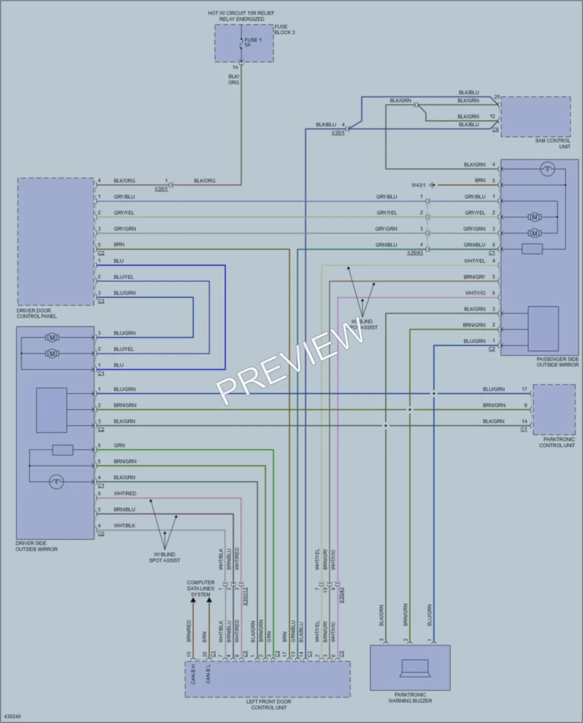 2014 MercedesBenz 3500Sprinter Power Mirrors wiring diagram preview