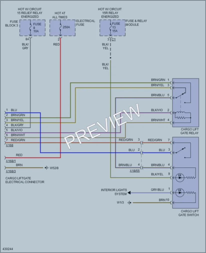 2014 MercedesBenz 3500Sprinter Trunk Tailgate Fuel Door wiring diagram preview